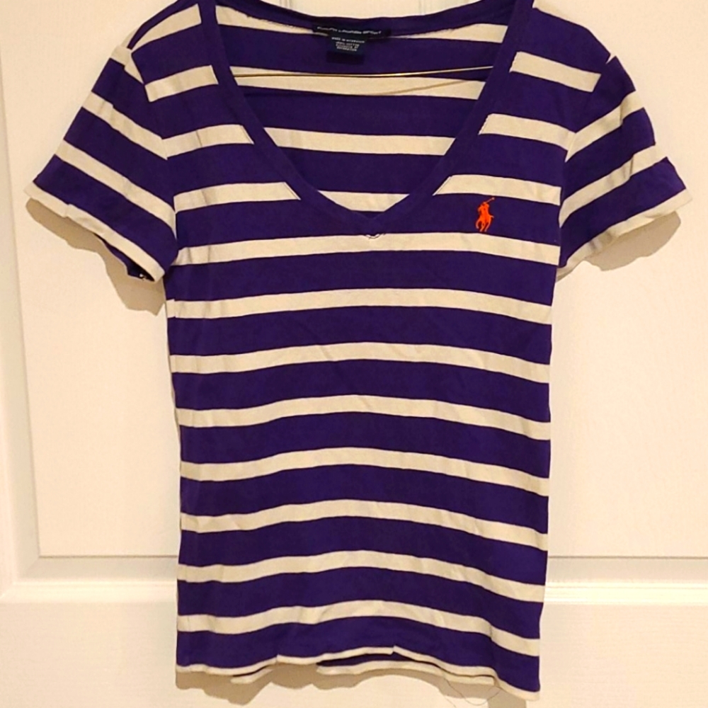 Ralph Lauren Polo Purple and white stripe shirt